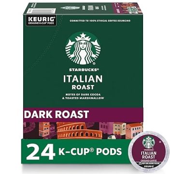 Starbucks K-Cup Coffee Pods, Dark Roast Coffee, Italian Roast for Keurig Brewers, 100% Arabica (24 pods total)