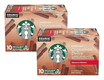 Starbucks Flavored Ground Coffee K-Cup Pods,Cinnamon Dolce,Flavored Ground Coffee Signature Collection,Recyclable K-Cups,10 K-Cup Pods/Box (Pack of 2 Boxes),10 Count (Pack of 2)
